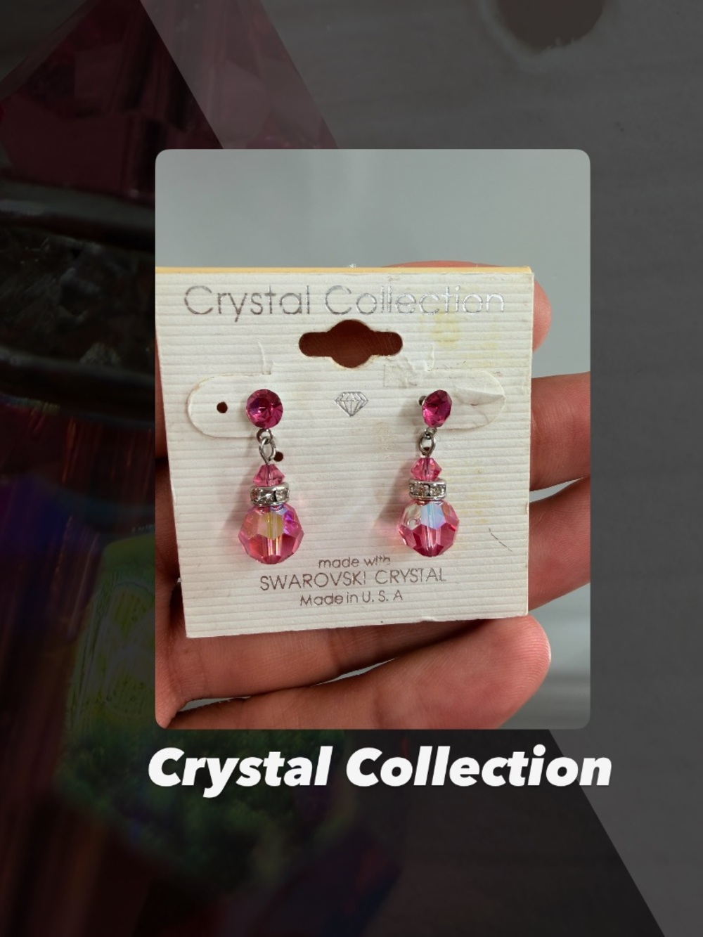EUC Crystal Collection Pink Drop Earrings